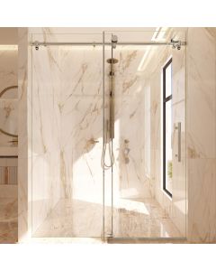 Single sliding shower door, 60x76, 5/16" thick glass with Enduro Shield coating and chrome hardware finish.