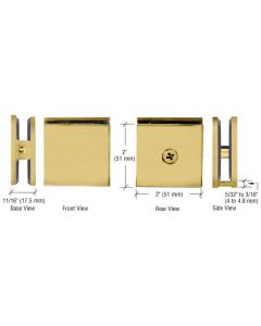 Square Wall Mount U-Clamp Hole for Fixed Glass Panel-Satin Brass