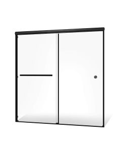 Double sliding shower door, 44-48"W x 75 3/4"H, 1/4" (6mm) tempered glass with stain resistant coating.