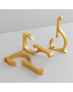 Brass Designer Aluminum Shelf Bracket for 3/8" to 1/2" Glass Shelf