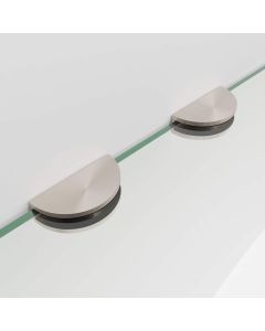 Brushed Nickel Rounded Glass Shelf Bracket / Clamp (Set of 2)