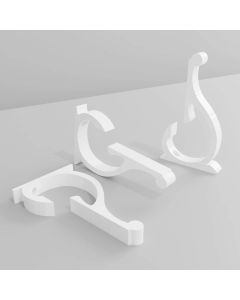 White Designer Aluminum Shelf Bracket for 5/8" to 3/4" Glass Shelf