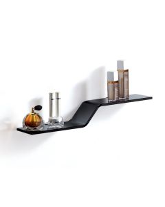 Wave Style Grey Glass Shelf With Silver Chrome Brackets