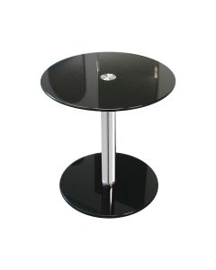 16 inch Black Round Modern Glass Side Table 