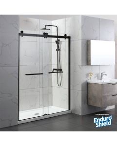 Portofino Frameless Double Sliding Shower Door Clear Tempered Glass 3/8 (10mm) with Stain Resistant Glass Coating