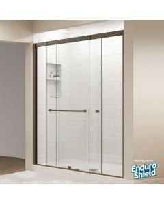 Sorrento Economy Semi Frameless Double Sliding Shower Door Clear Tempered Glass 1/4 (6mm) with Stain Resistant Glass Coating