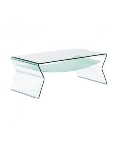 Bent Glass Side Table with Shelf
