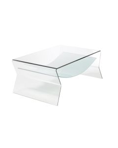 Bent Glass Side Table with Shelf