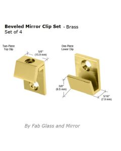 Beveled Mirror Clip Set 0.625 Wide  Brass Accessories