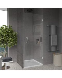 Ravello Frameless Single Swing Shower Door 28 x 72 Inch Clear Tempered Glass 3/8 (10mm) with Stain Resistant Glass Coating