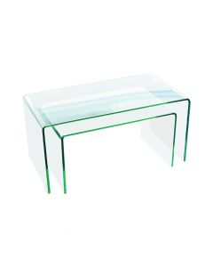 Clear Bent Glass Nest Tables, 38 Inch Thick