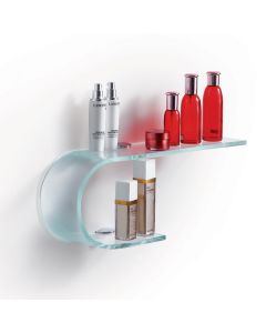 Clear Bent Glass Shelf with Chrome Brackets 