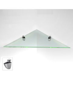 Corner Glass Shelf Kit 16x16 inch with Chrome Brackets - Triangle