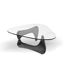 Noguchi style coffee table Black Color with Clear Glass Top