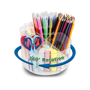 Acrylic Pen Holder Pencil Organizer, 360-Degree Rotating Pencil Holder, Crayon O