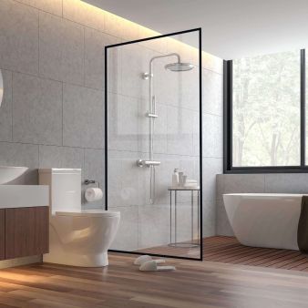 Framed Fixed Glass Shower Panel 34x74 Inch 3/8