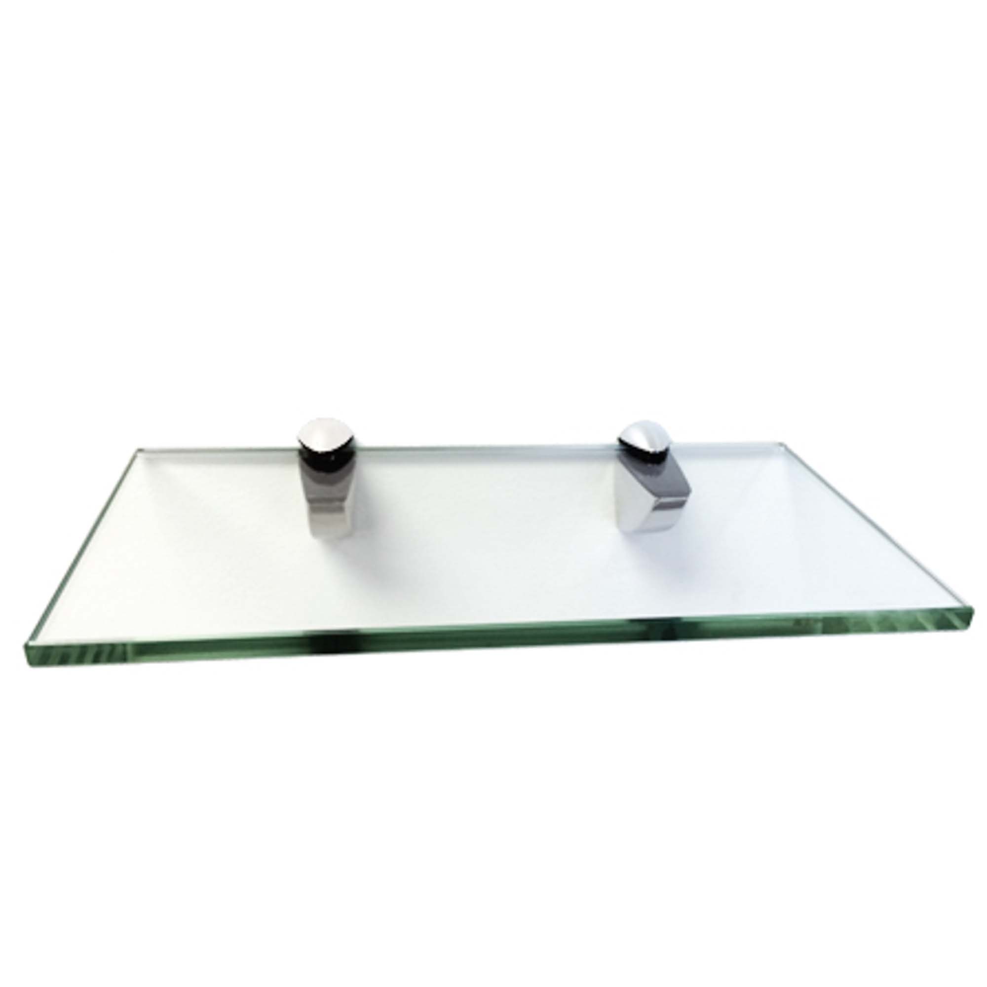 White 6mm Glass Shelf with Two Chrome Finish Brackets 300mm x 100mm Toughened Safety