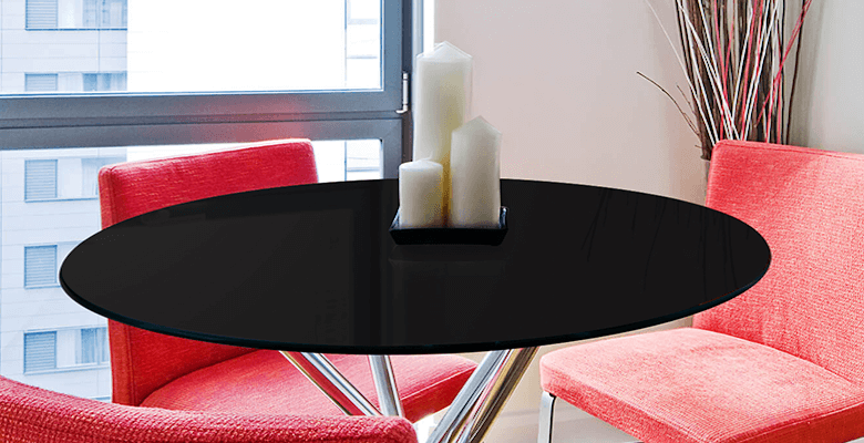 Black Back Painted Glass Table Top