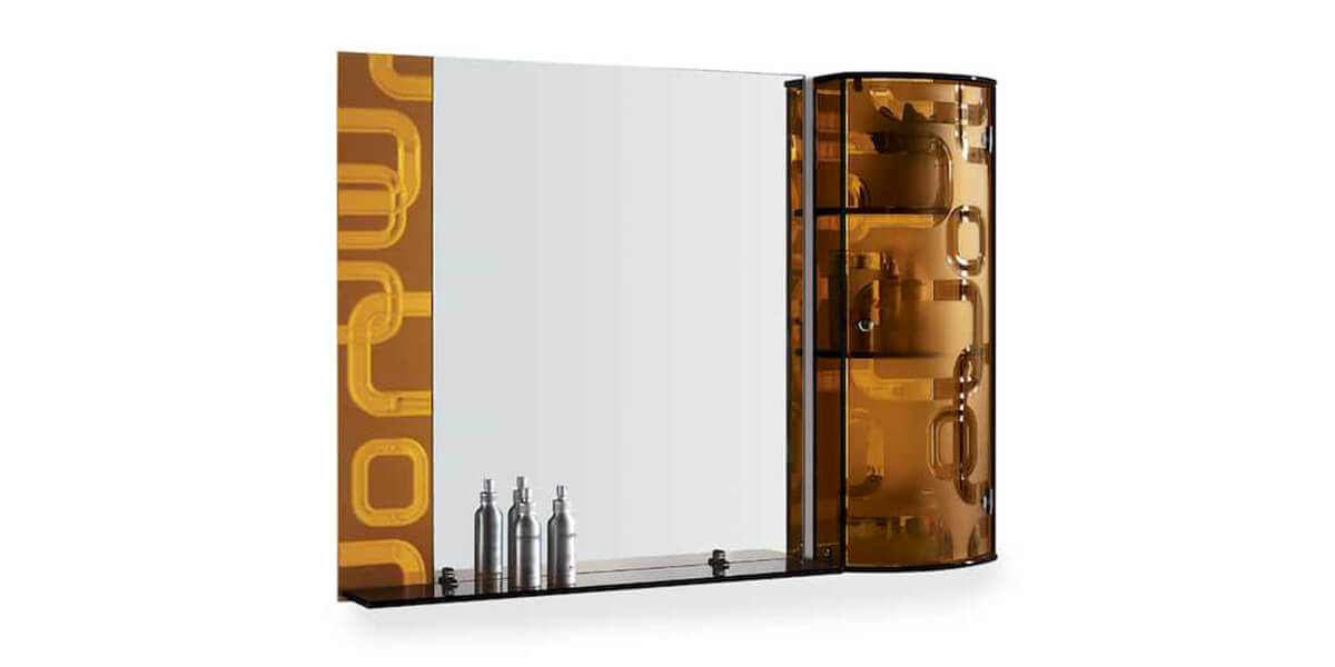Modern Mirror With Crystal Glass Cabinet