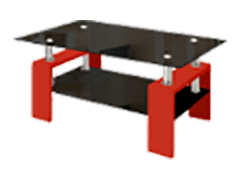 modern glass red coffee table