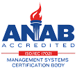 ANAB Accredited logo with red flame symbol for management systems certification body.