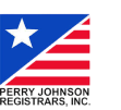 Perry Johnson Registrars logo with stylized American flag and company name.