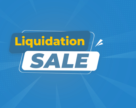 blue background gives offer of liquidation sale
