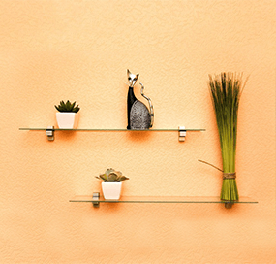 Glass outlet wall shelf