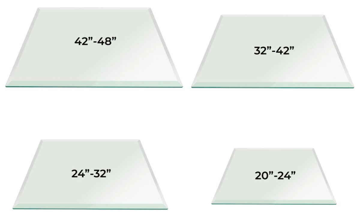 26" Square Tempered Glass Table Top - 1/2" Thick With Bevel Polish & Radius Corners